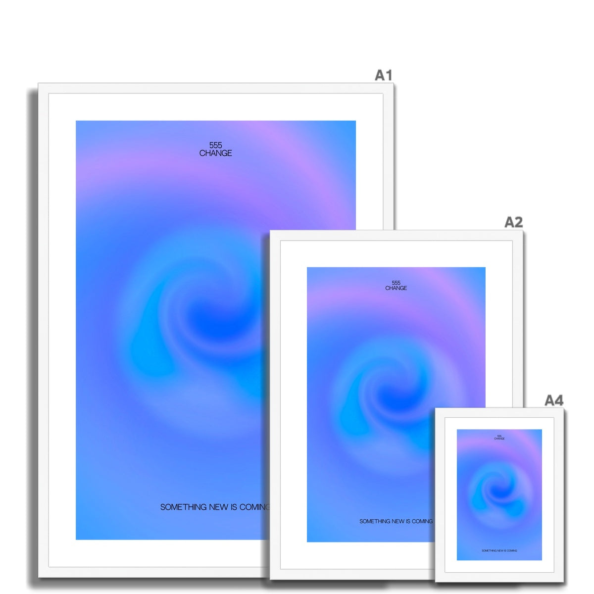 An angel number art print with a gradient aura. Add a touch of angel energy to your walls with a angel number auras. The perfect wall art posters to create a soft and dreamy aesthetic with your apartment or dorm decor. 555 Change: Something New Is Coming.