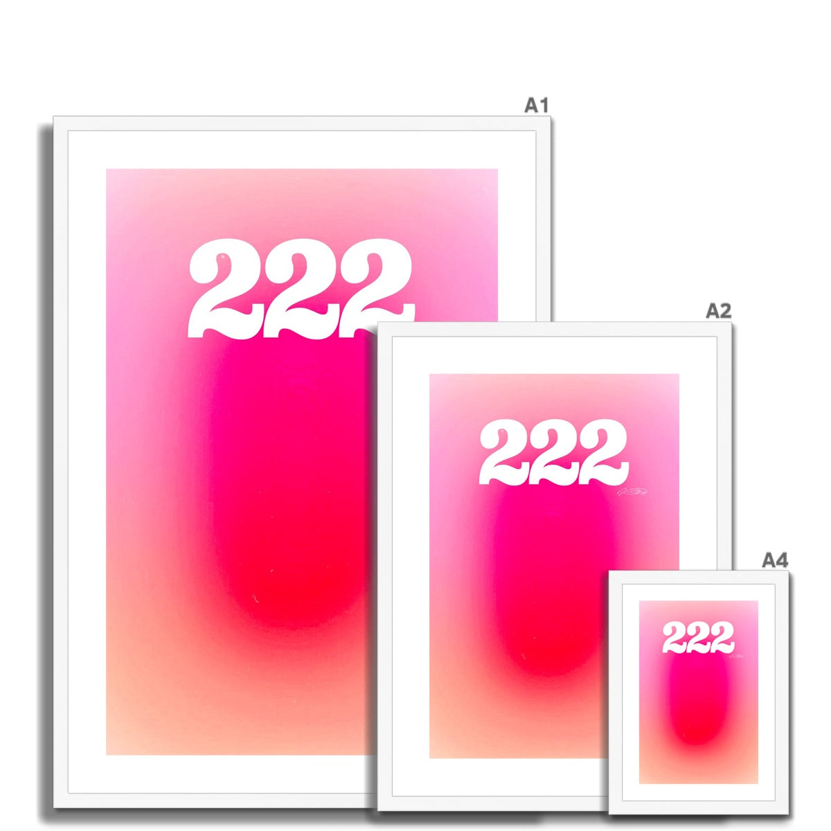 An angel number art print with a gradient aura. Add a touch of angel energy to your walls with a angel number auras. The perfect wall art posters to create a soft and dreamy aesthetic with your apartment or dorm decor. 222 Alignment: You Are In The Right Place And The Right Time.