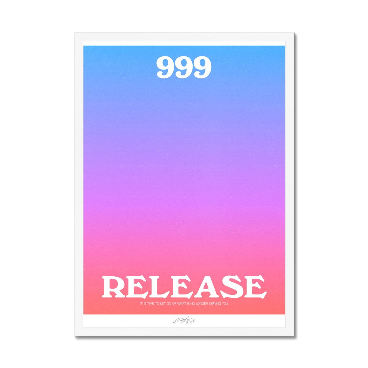 An angel number art print with a gradient aura. Add a touch of angel energy to your walls with a angel number auras. The perfect wall art posters to create a soft and dreamy aesthetic with your apartment or dorm decor. 999 Release: It’s Time To Let Go Of What’s No Longer Serving You.