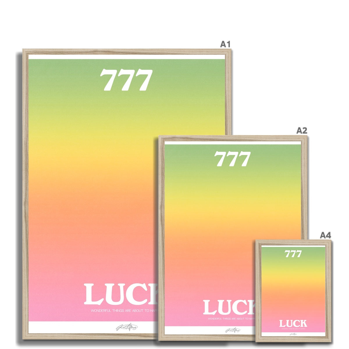 An angel number art print with a gradient aura. Add a touch of angel energy to your walls with a angel number auras. The perfect wall art posters to create a soft and dreamy aesthetic with your apartment or dorm decor. 777 Luck: Wonderful Things Are About To Happen