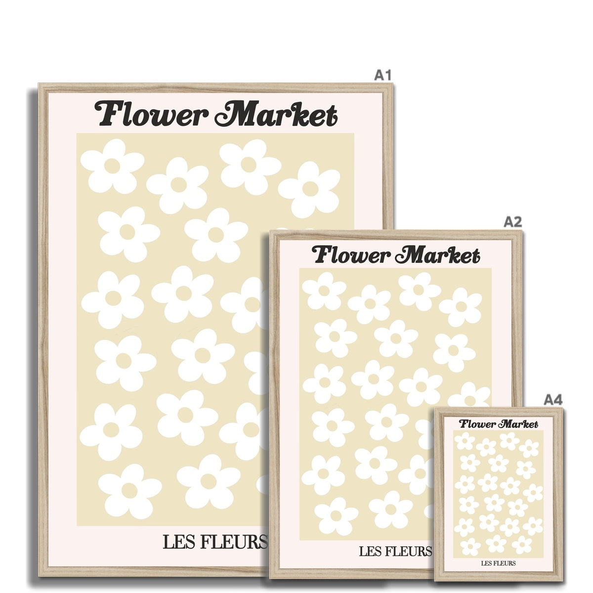 © les muses / Our Flower Market / Les Fleurs collection features wall art with a vibrant daisy design under original hand drawn typography. Danish pastel posters full of daisies to brighten up any gallery wall.
