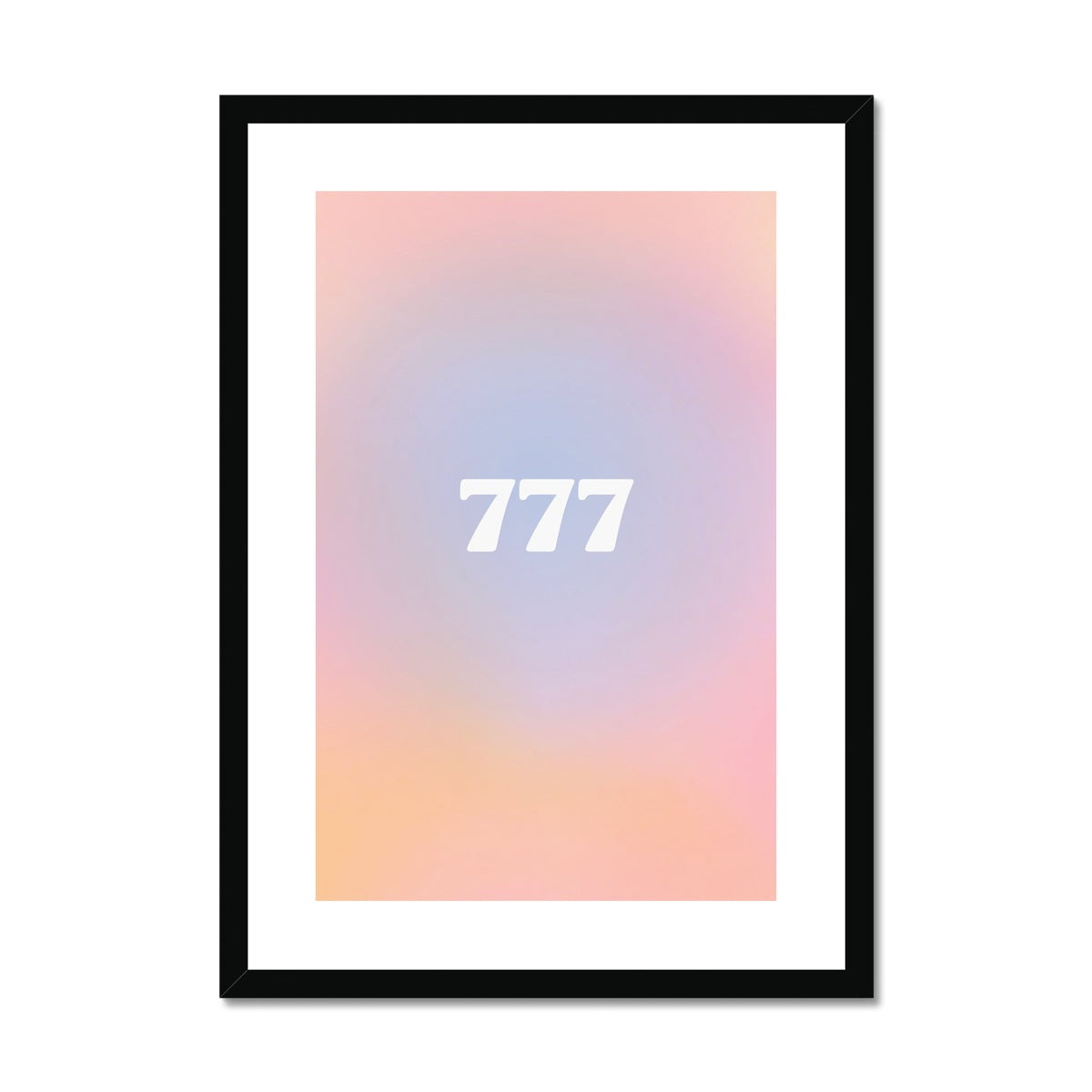 An angel number art print with a gradient aura. Add a touch of angel energy to your walls with a angel number auras. The perfect wall art posters to create a soft and dreamy aesthetic with your apartment or dorm decor. 777 Luck: Wonderful Things Are About To Happen