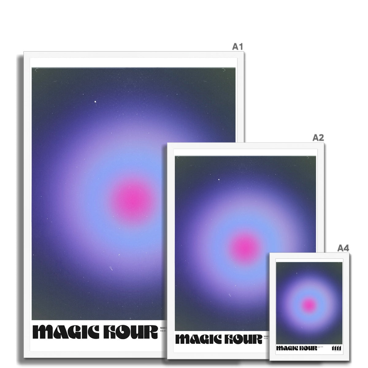 An angel number art print with a gradient aura. Add a touch of angel energy to your walls with a angel number auras. The perfect wall art posters to create a soft and dreamy aesthetic with your apartment or dorm decor. 1111 Magic Hour: Make A Wish.