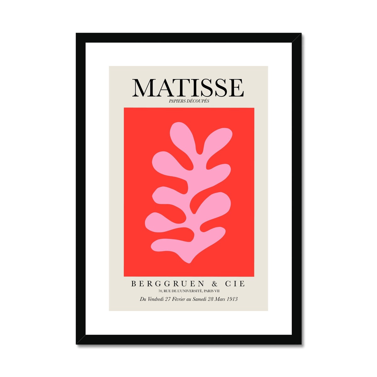 © les muses / Matisse wall art prints featuring flora cut outs or "Papiers Découpés" in a danish pastel style. Matisse exhibition posters with paper cut-outs. Berggruen & Cie museum prints for your gallery wall.