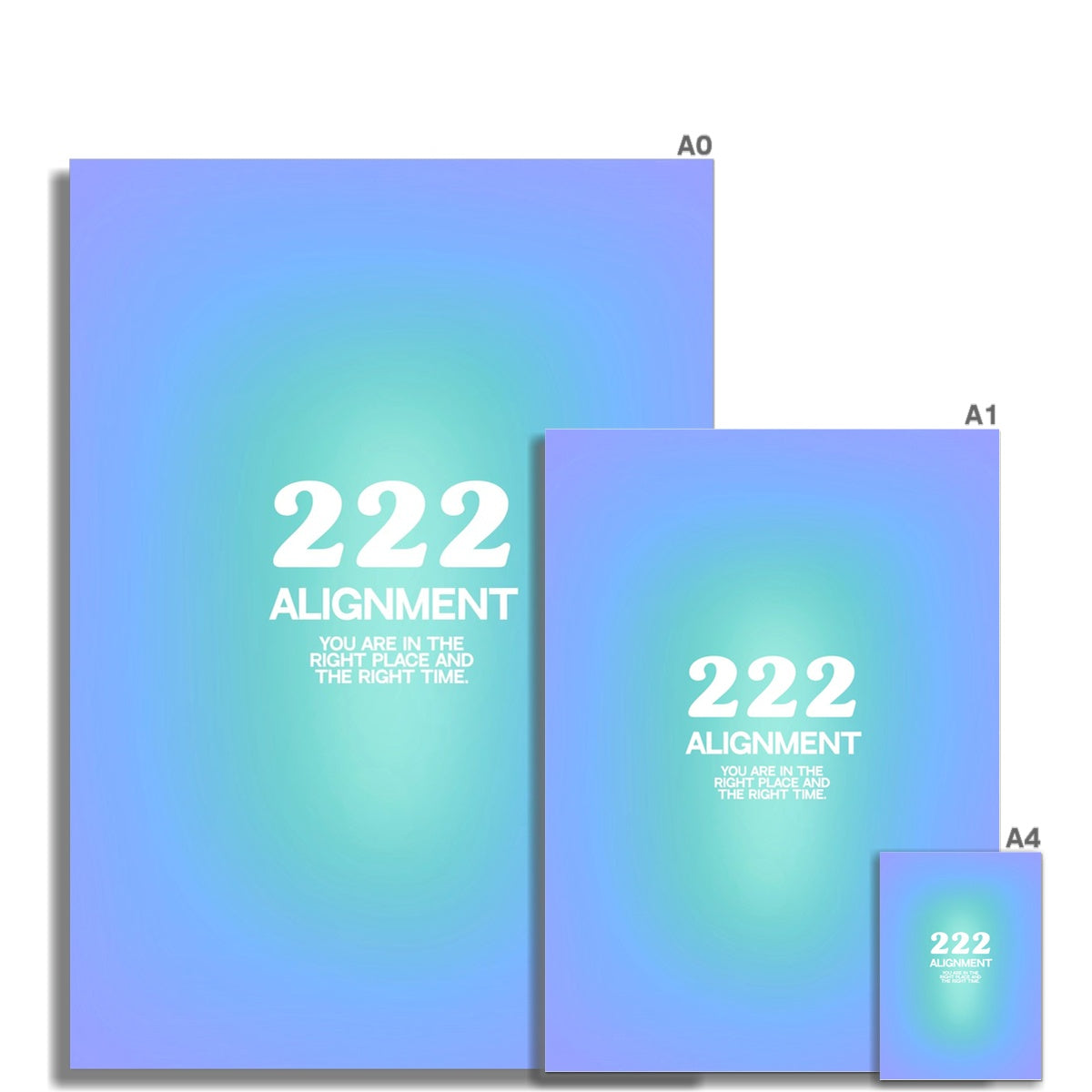 An angel number art print with a gradient aura. Add a touch of angel energy to your walls with a angel number auras. The perfect wall art posters to create a soft and dreamy aesthetic with your apartment or dorm decor. 222 Alignment: You Are In The Right Place And The Right Time.