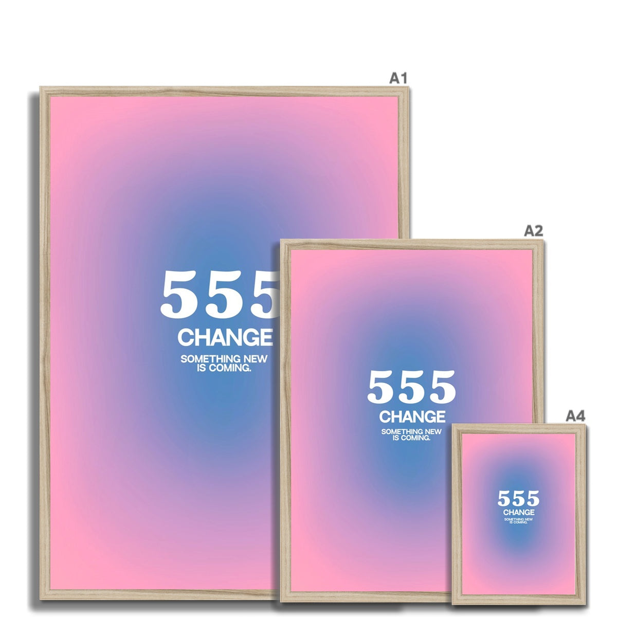 An angel number art print with a gradient aura. Add a touch of angel energy to your walls with a angel number auras. The perfect wall art posters to create a soft and dreamy aesthetic with your apartment or dorm decor. 555 Change: Something New Is Coming.