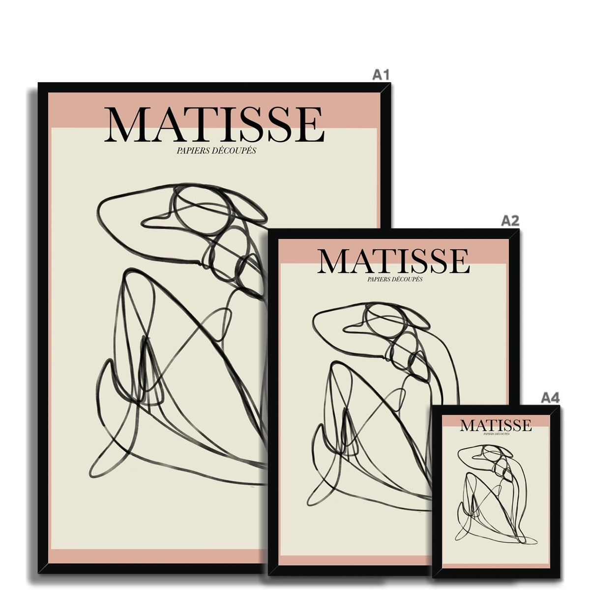 © les muses / Matisse wall art prints featuring nude figure line art or "Papiers Découpés" in a danish pastel style. Matisse exhibition posters with line art figures. Berggruen & Cie museum prints for your gallery wall. 