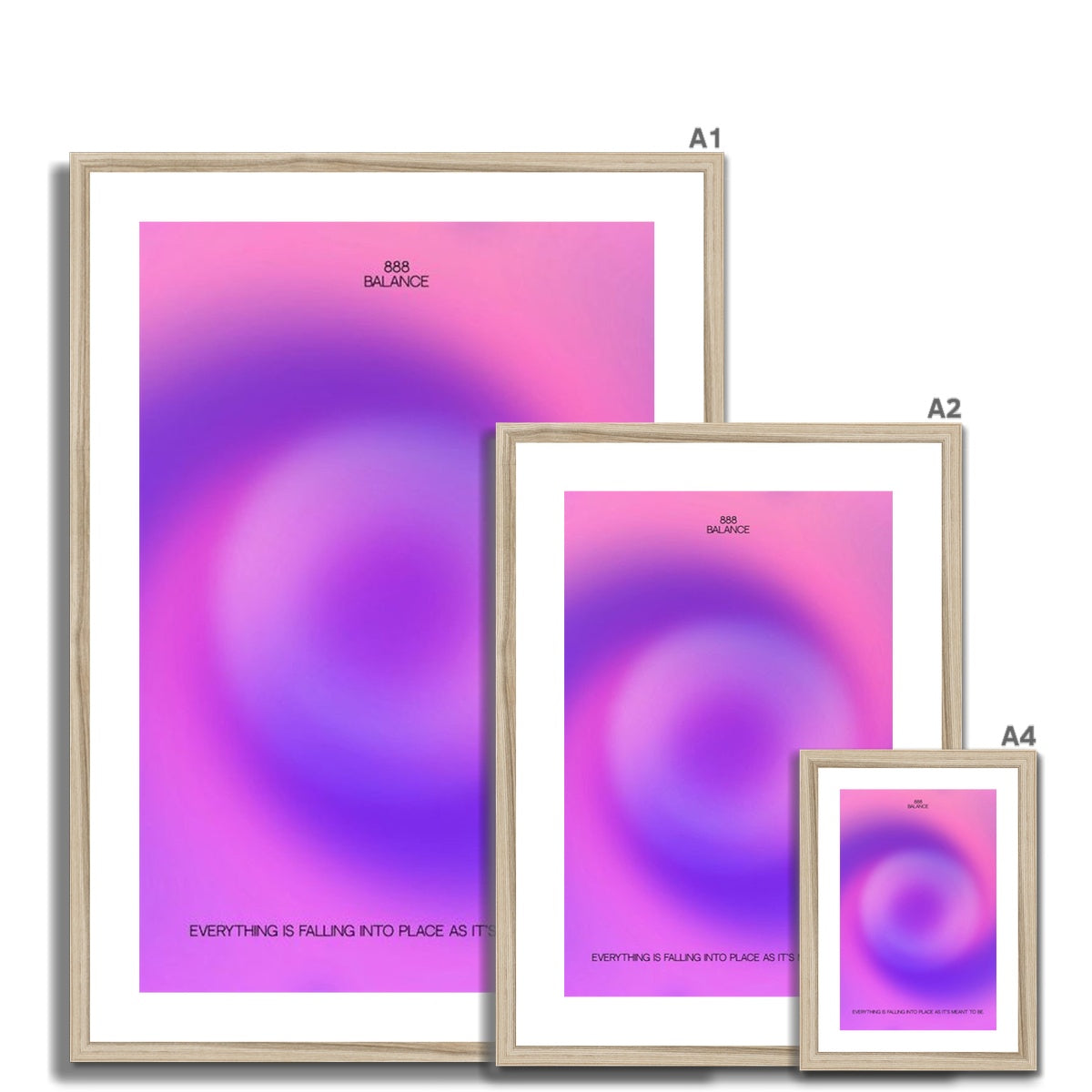 An angel number art print with a gradient aura. Add a touch of angel energy to your walls with a angel number auras. The perfect wall art posters to create a soft and dreamy aesthetic with your apartment or dorm decor. 888 Balance: Everything Is Falling Into Place As It’s Meant To Be.