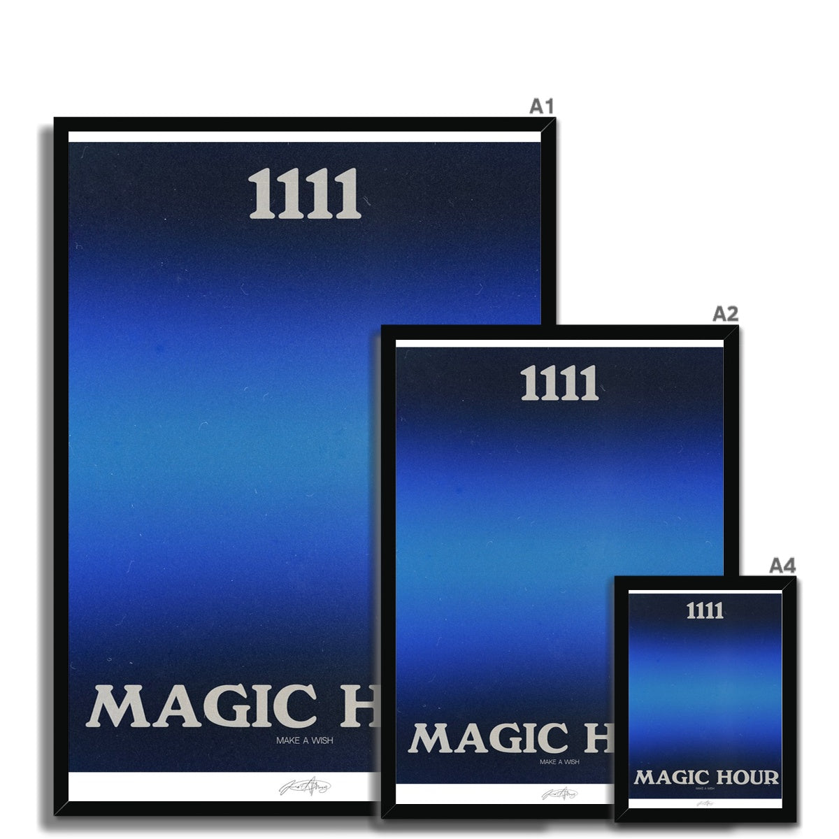 An angel number art print with a gradient aura. Add a touch of angel energy to your walls with a angel number auras. The perfect wall art posters to create a soft and dreamy aesthetic with your apartment or dorm decor. 1111 Magic Hour: Make A Wish.